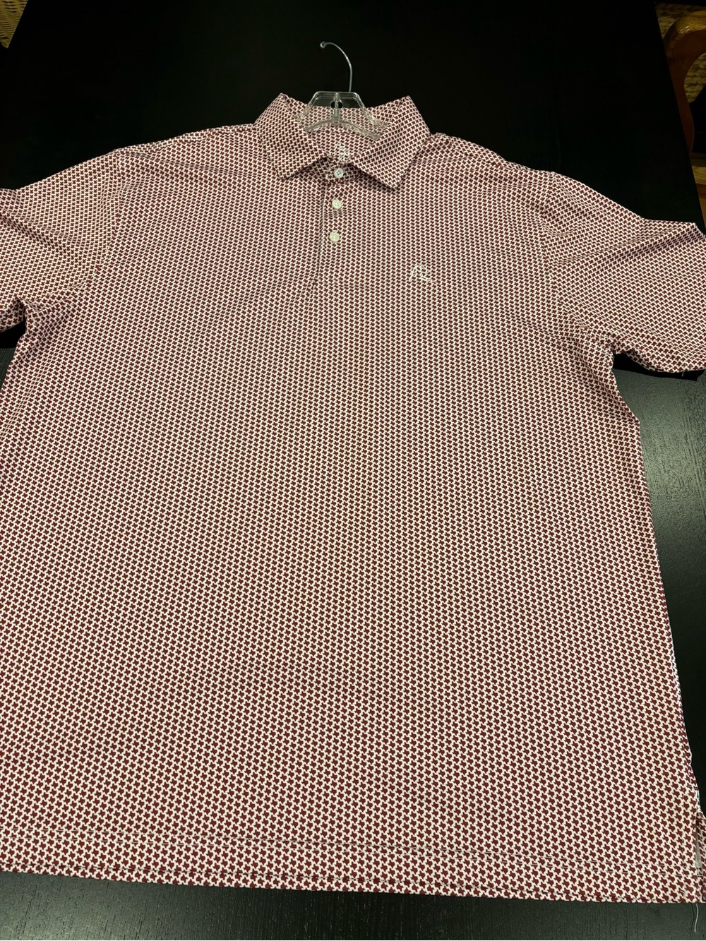 Rhoback Don’t Mess Texas State Micro Print Golf Polo Maroon White Mens XL - Picture 8 of 14